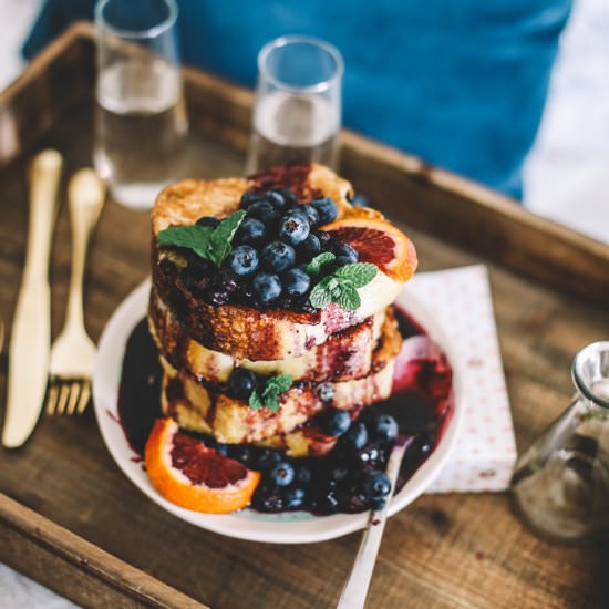 Blueberry French Toast in Bed