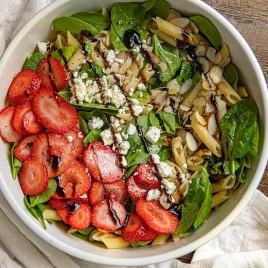 Strawberry Spinach Pasta Salad