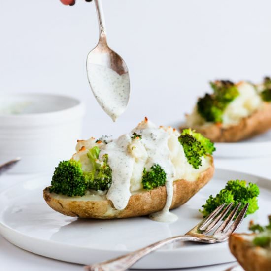 TWICE BAKED POTATOES WITH BROCCOLI