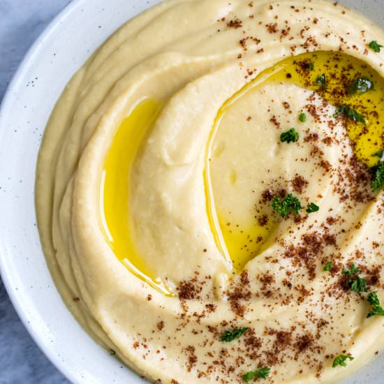 Silky white bean and lentil dip