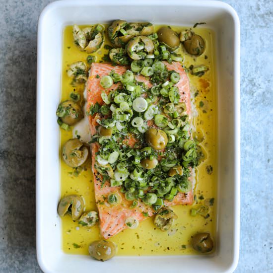 Slow Roasted Salmon + Salsa Verde