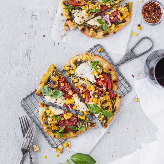 Grilled Corn and Burrata Flatbread