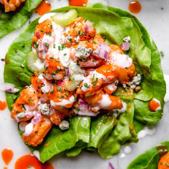 Buffalo Shrimp Lettuce Wraps