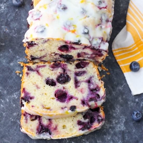 Blueberry Bread with Lemon Glaze