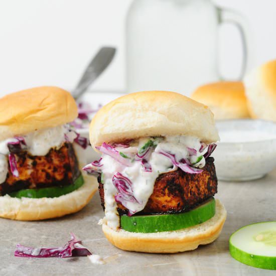 Gyro Tofu Slider with Tzatziki Slaw