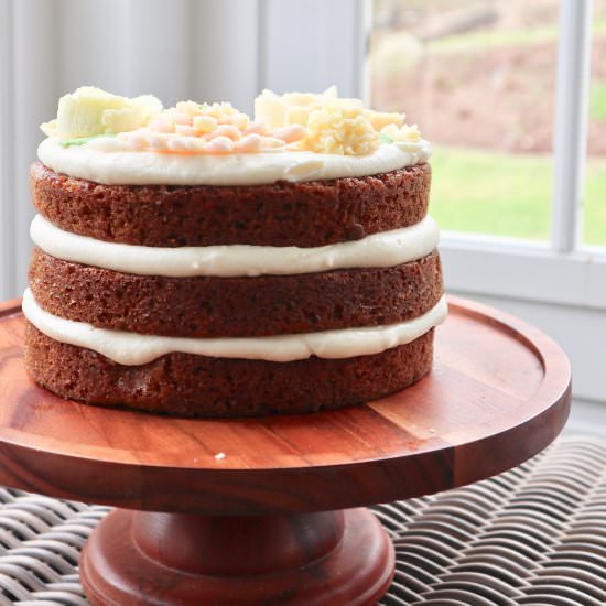 carrot cake with buttercream flower