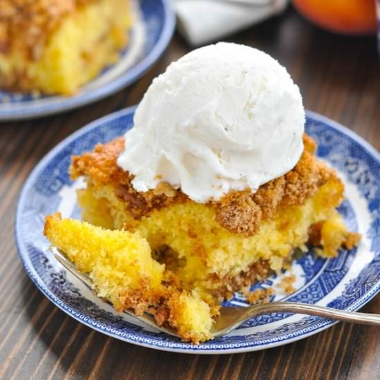 Cinnamon Streusel Peach Cake
