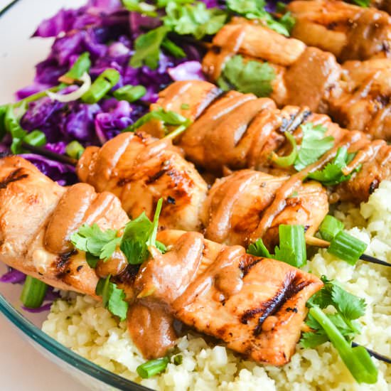Grilled Kebabs w/ Nutty Thai Sauce