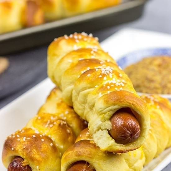Cheddar Pretzel Hot Dogs