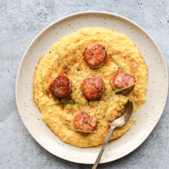Creamy Corn Porridge with Scallops