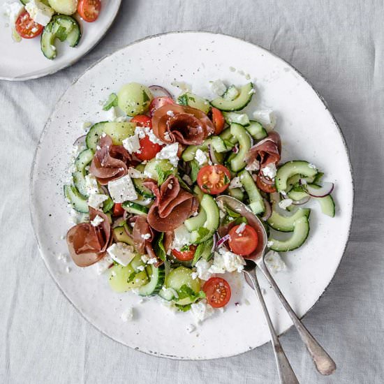 Bresaola, Melon & Feta Summer Salad