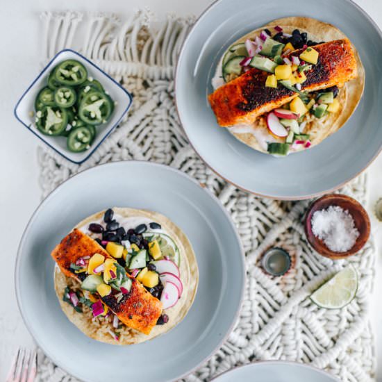 Blackened Salmon Tostadas