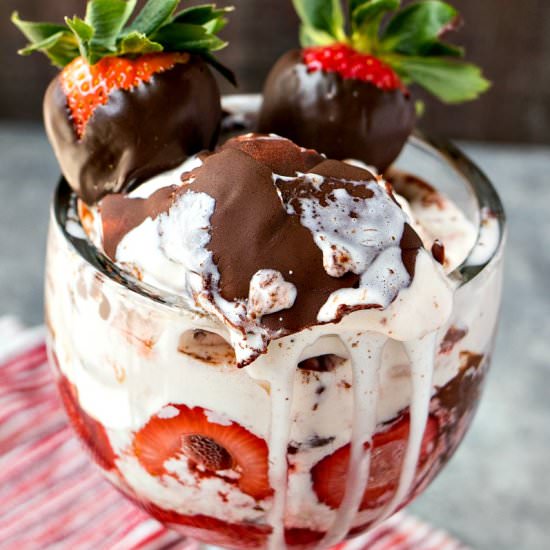 Chocolate Covered Strawberry Sundae