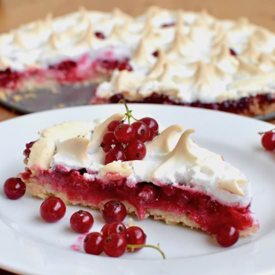 Vegan Redcurrant Meringue Tart