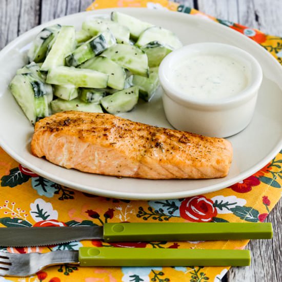 Air Fryer Salmon Mustard-Herb Sauce