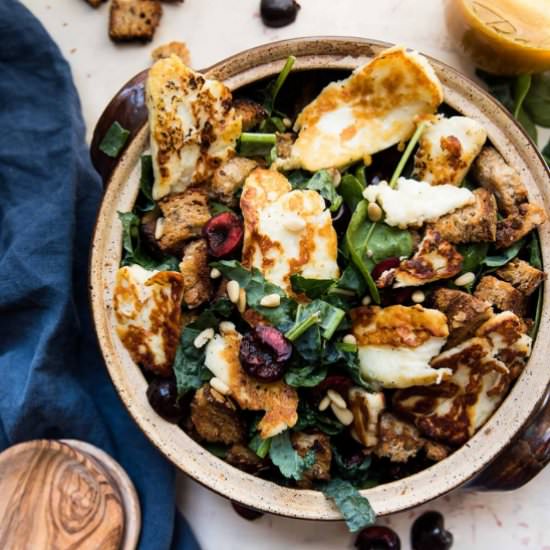 Fried Halloumi and Cherry Salad