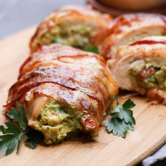 Keto Bacon Wrapped Stuffed Chicken