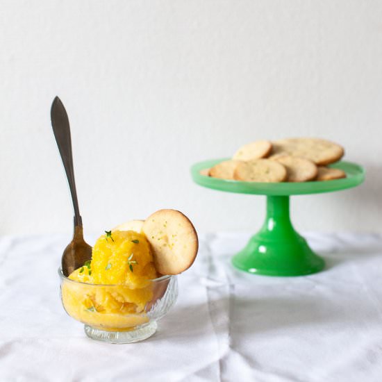 Mango Sorbet with Lemon Cookies