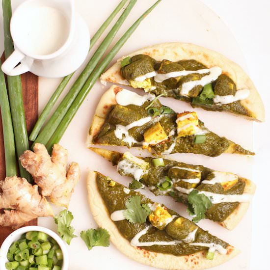 Vegan Palak Paneer Pizza