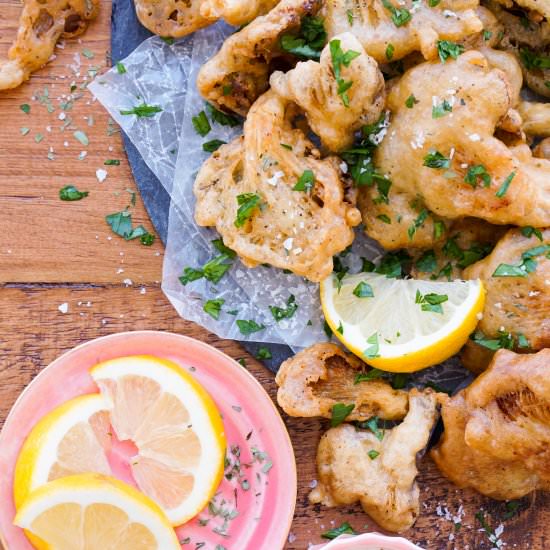 Beer-Battered Oyster Mushrooms