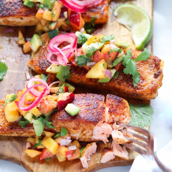 Blackened Salmon with Peach Salsa