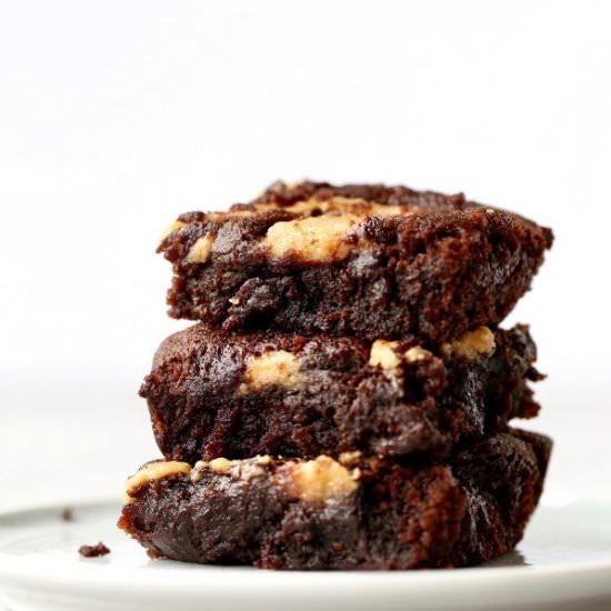Peanut Butter Brownies (Vegan + GF)