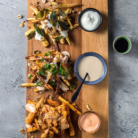 Three ways with roasted parsnip
