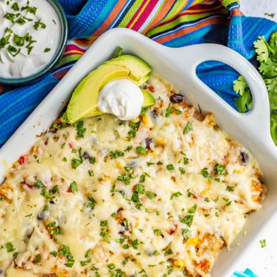 Cheesy Mexican chicken casserole