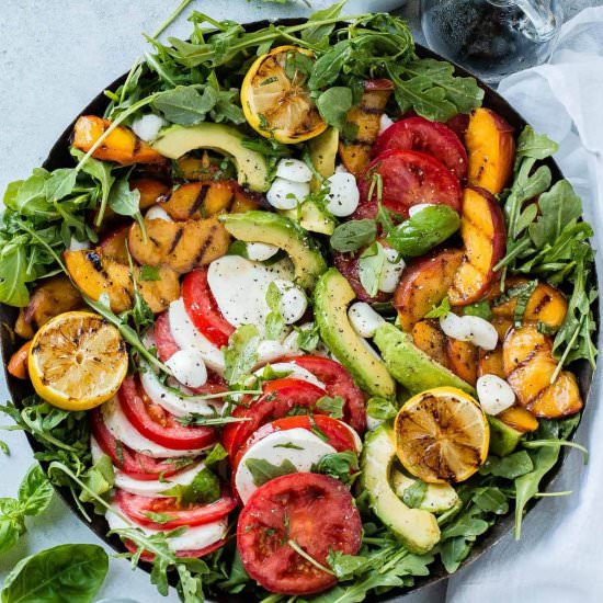 GRILLED PEACH AVOCADO CAPRESE SALAD