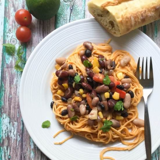 Pasta a la butternut sauce w/ beans