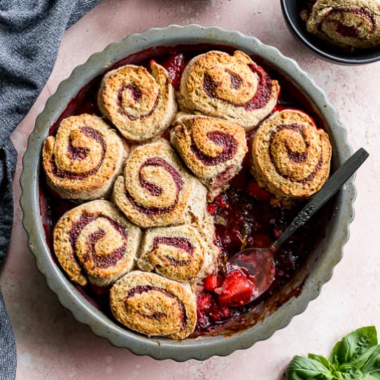Strawberry Basil Cobbler