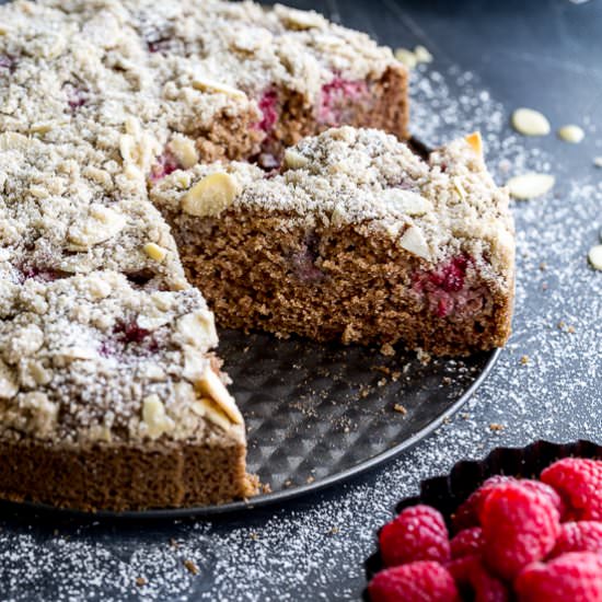 Lemon Raspberry Almond Crumb Cake