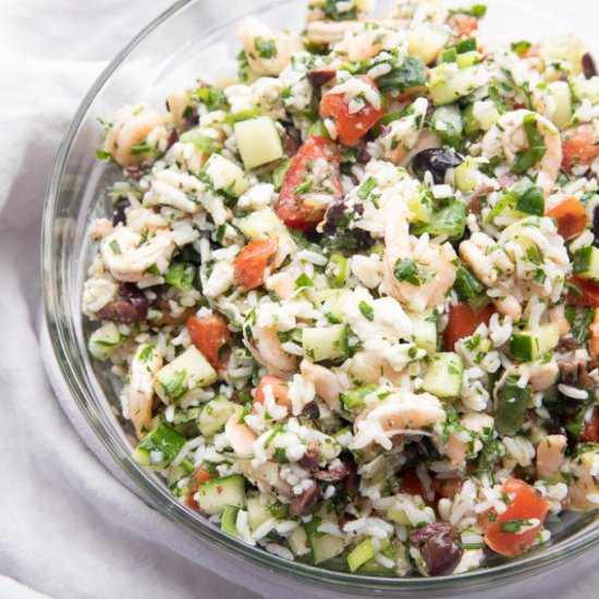 Greek Shrimp Salad with Feta & Rice