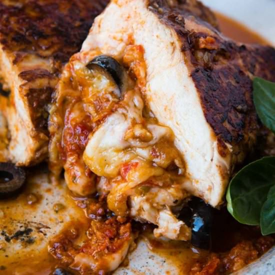 CHEESY STUFFED MEDITERRANEAN CHICKE