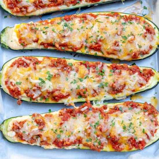 Low Carb Zucchini Lasagna Boats
