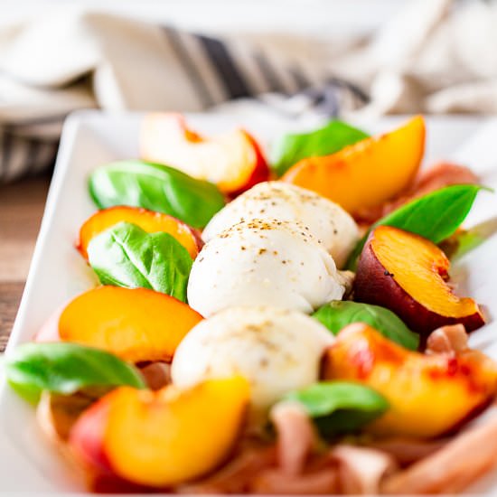 Peach Burrata Caprese Salad