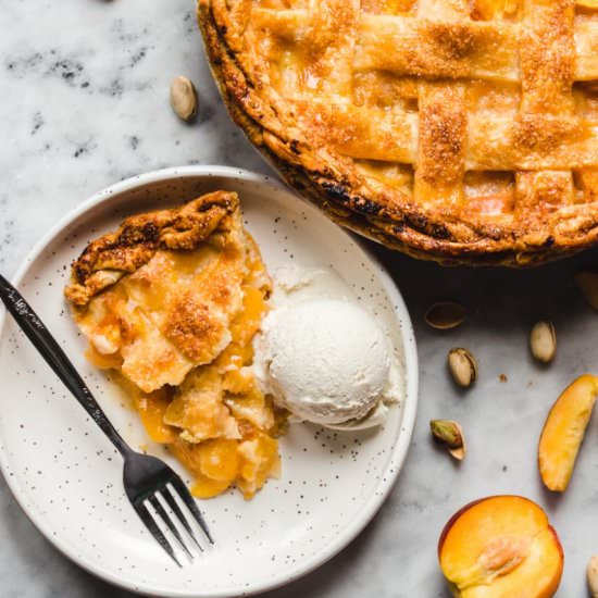 Peach, Cardamon & Pistachio Pie