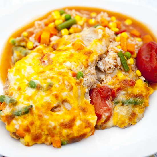 BAKED PORK CHOPS AND RICE
