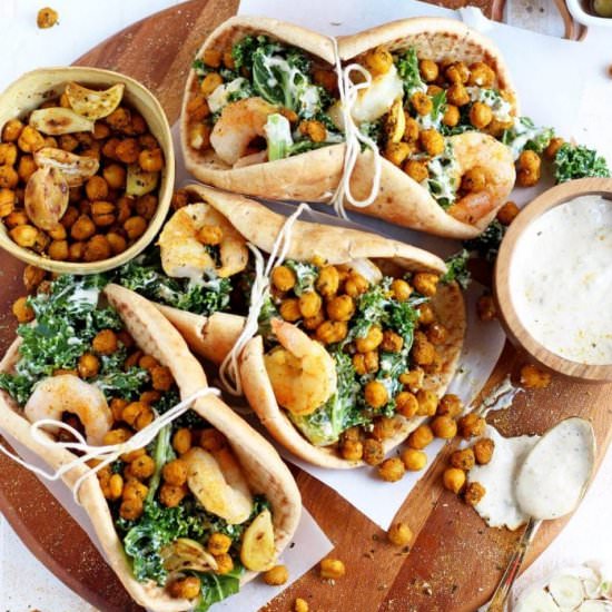 CHICKPEA/GARLIC CAESAR SALAD PITA