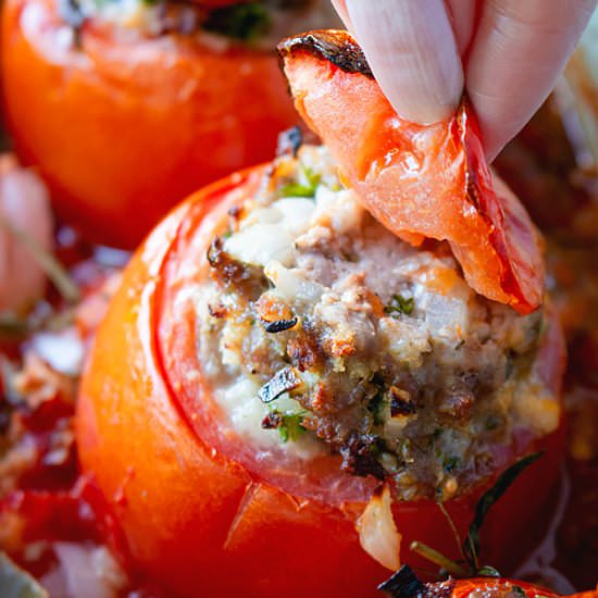Meat Stuffed Tomatoes