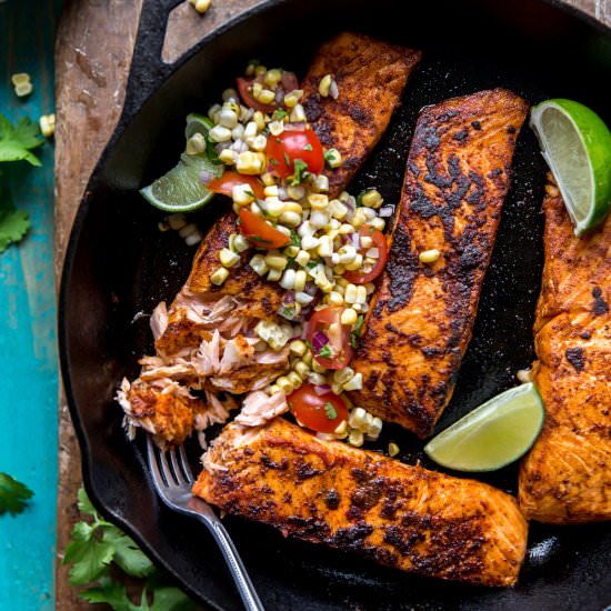 Chipotle Salmon with Corn Salsa