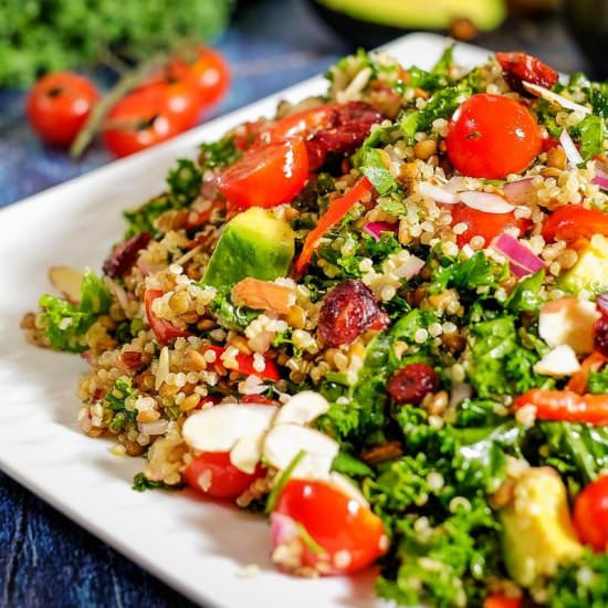 Kale Quinoa Salad with Lentils.