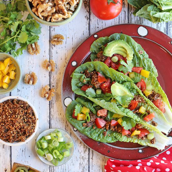 Raw tacos with walnut taco meat