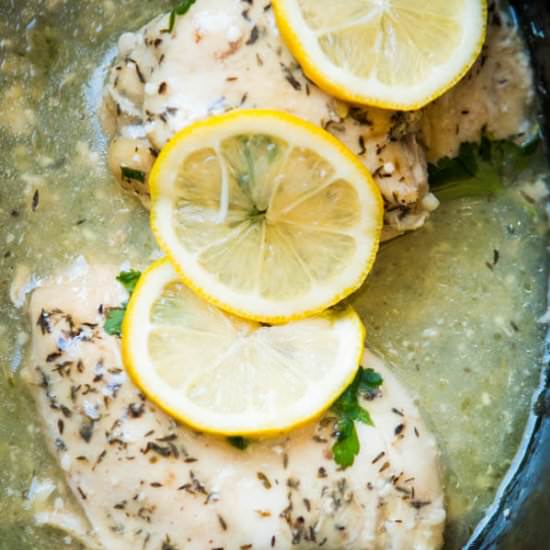 SLOW COOKER LEMON BUTTER CHICKEN