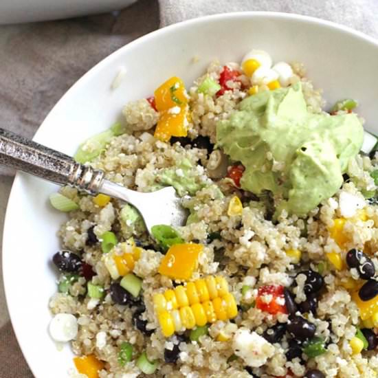 Mexican Quinoa Salad w Avocado Crem
