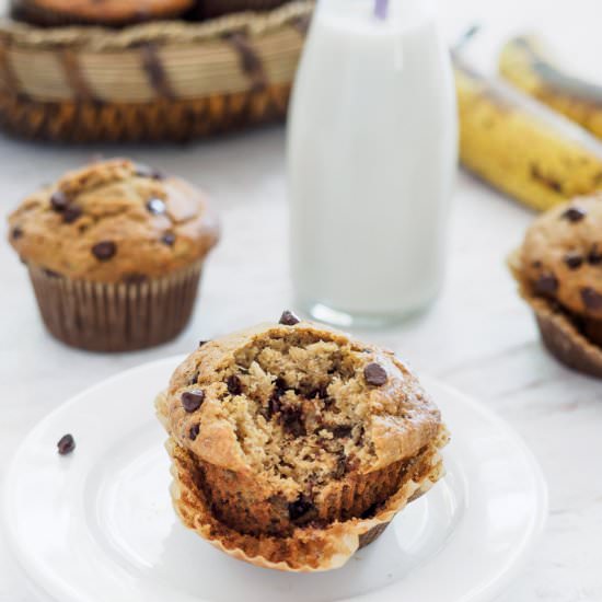 Banana Oatmeal Chocolate Muffins