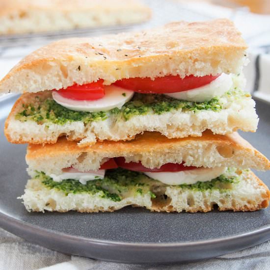Caprese focaccia sandwich