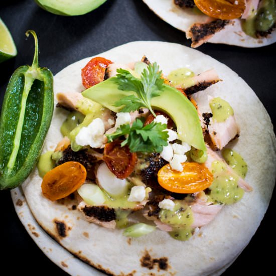 Cedar Plank Salmon Tacos