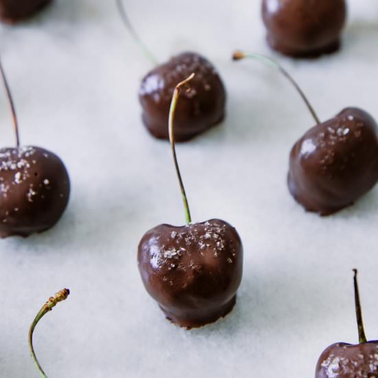 Salted Dark Chocolate Cherries
