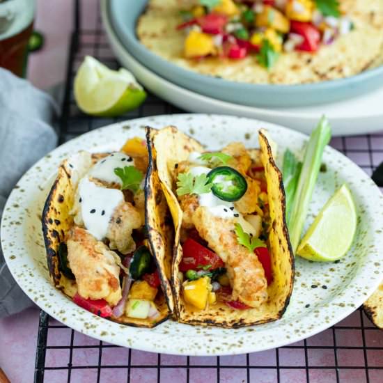 Cod Fish Tacos with Mango Salsa